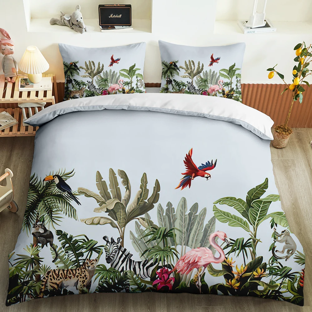 

BailiPromise Tropical plants Bedding Set bedroom 3D Print Summer Spring Pillowcase Soft Duvet Cover Hawaii Queen King Twin