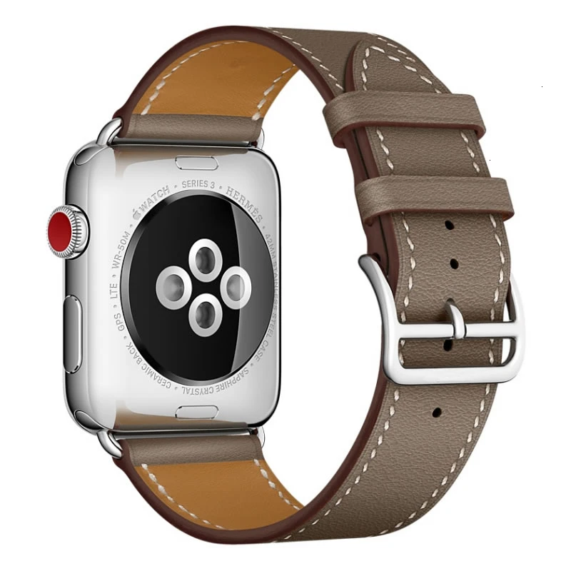Taupe Ремешок из коровьей кожи для Apple Watch Band 44 мм iwatch Series 5 4 3 2 1 умные Аксессуары 42 мм петля 38 мм Замена браслета 40 мм - Цвет ремешка: Taupe