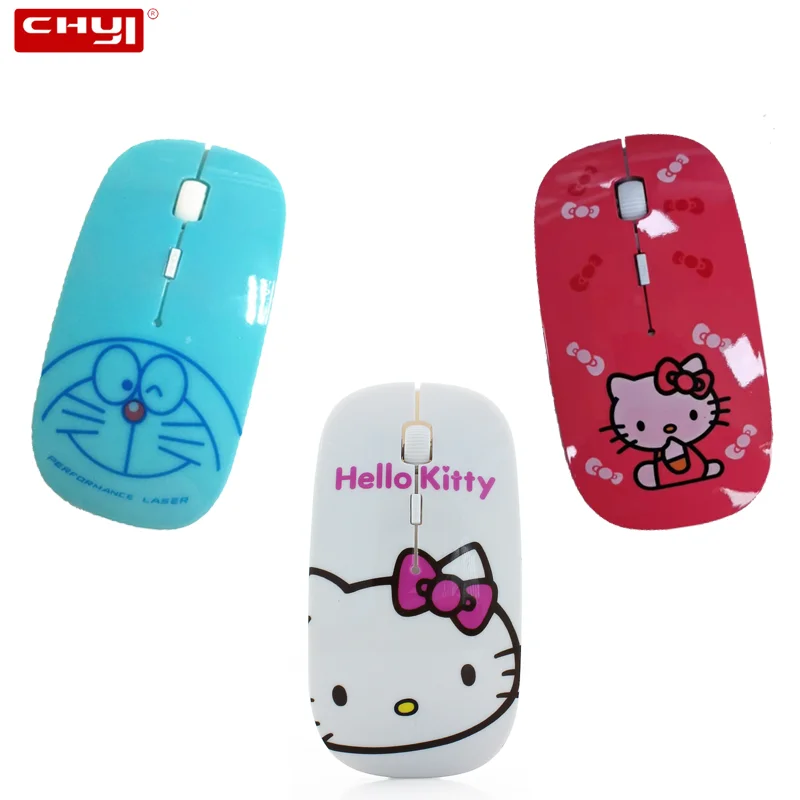 

​CHYI Wireless Computer Mouse Cute Pink Mini Hallo Kitty Mause 2.4G USB Optical Mouse Gift 1600DPI Mice For Girl Kids PC Laptop