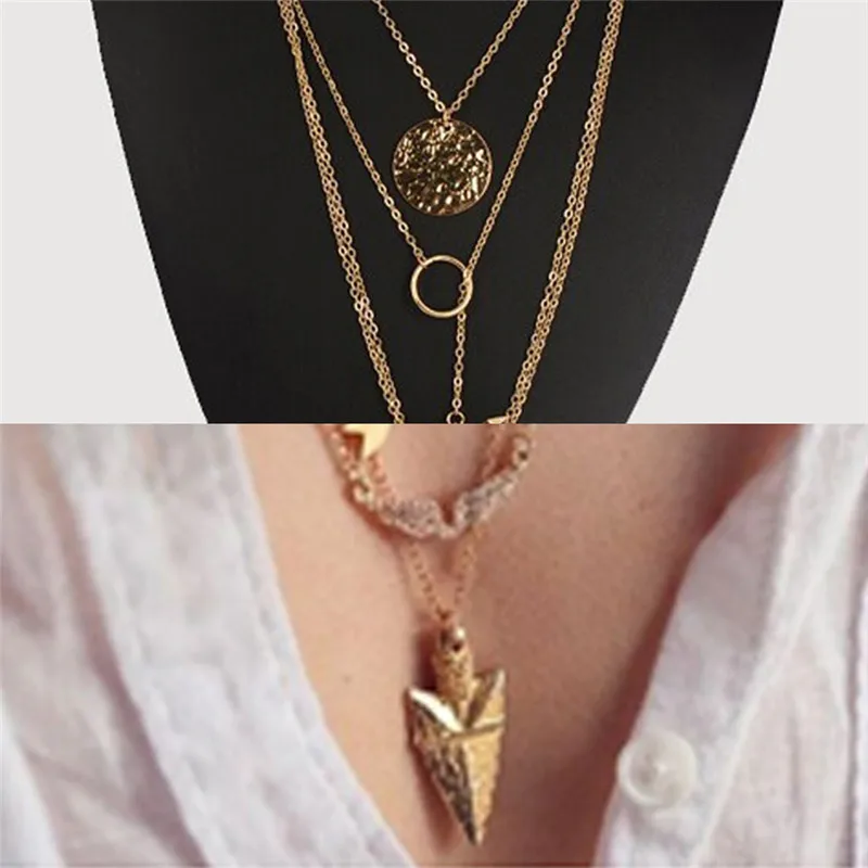 

Fashion Summer Necklace Women Multilayer Irregular Pendant Chain Jewelry Gift