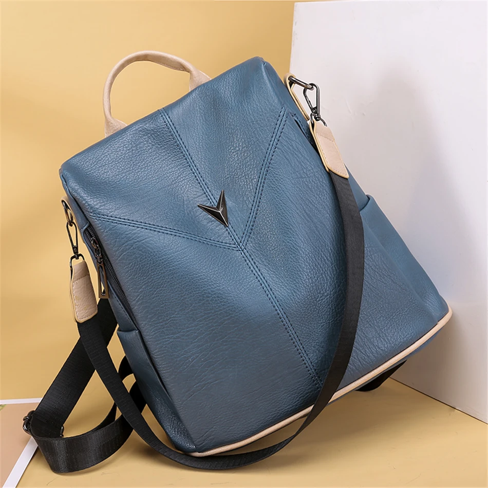 Backpack for women brand 2019 new fashion trend wild quality lady soft leather large capacity travel casual anti-theft backpack |