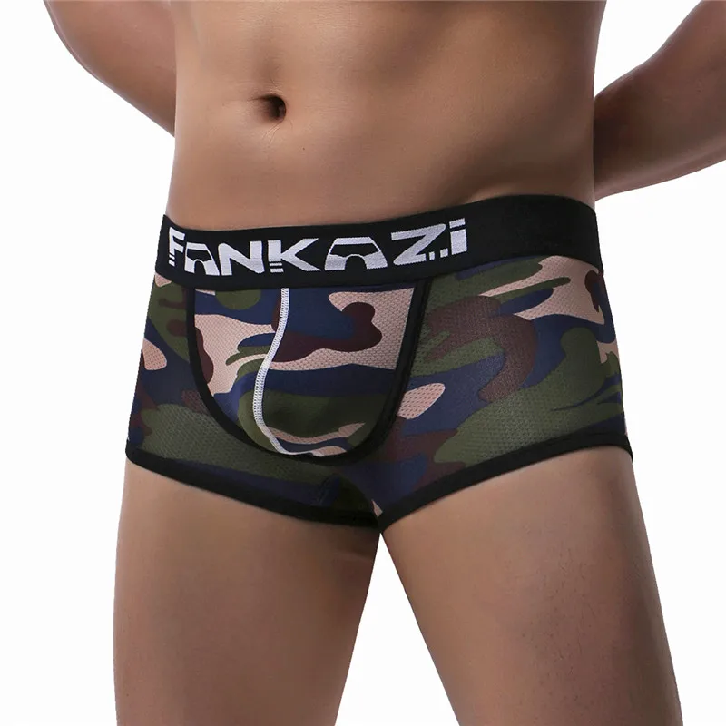 3PCS/Lot Boxers Sexy Men Underwear Camouflage U Pouch Trunk Underpants Low Waist Fashion Boxer Breathable Shorts Underwear