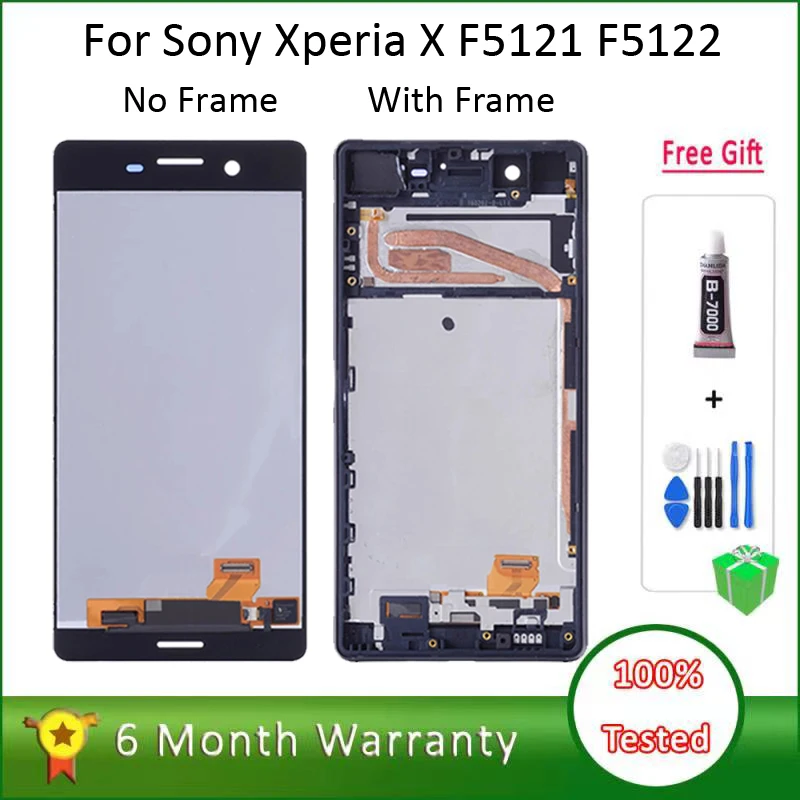 ЖК-дисплей 100% дюйма для SONY Xperia X F5121, F5122, ЖК-дисплей с сенсорным экраном и дигитайзером в сборе, сменная рамка для SONY X LCD ЖК-дисплей 100% дюйма для SONY Xperia X F5121, F5122, ЖК-дисплей с сенсорным экраном и дигитайзером в сборе, сменная рамка для SONY X LCD
