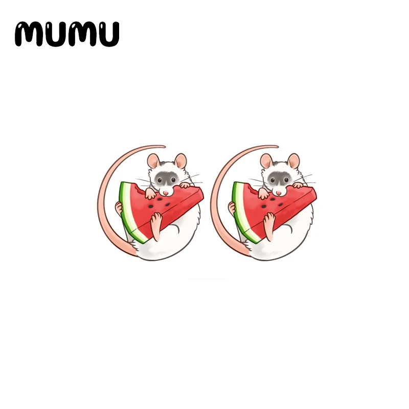 Серьги-гвоздики в виде крысы из эпоксидной смолы акриловые украшения ручной