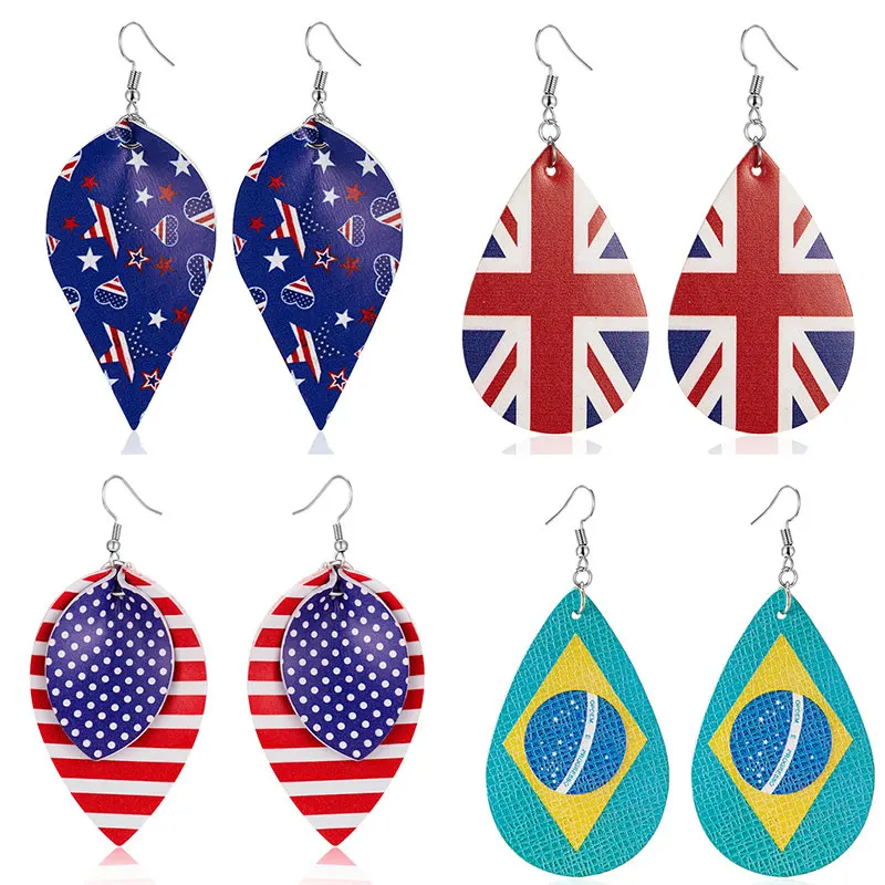 Женские серьги из искусственной кожи спортивные Футбол с немецким флагом