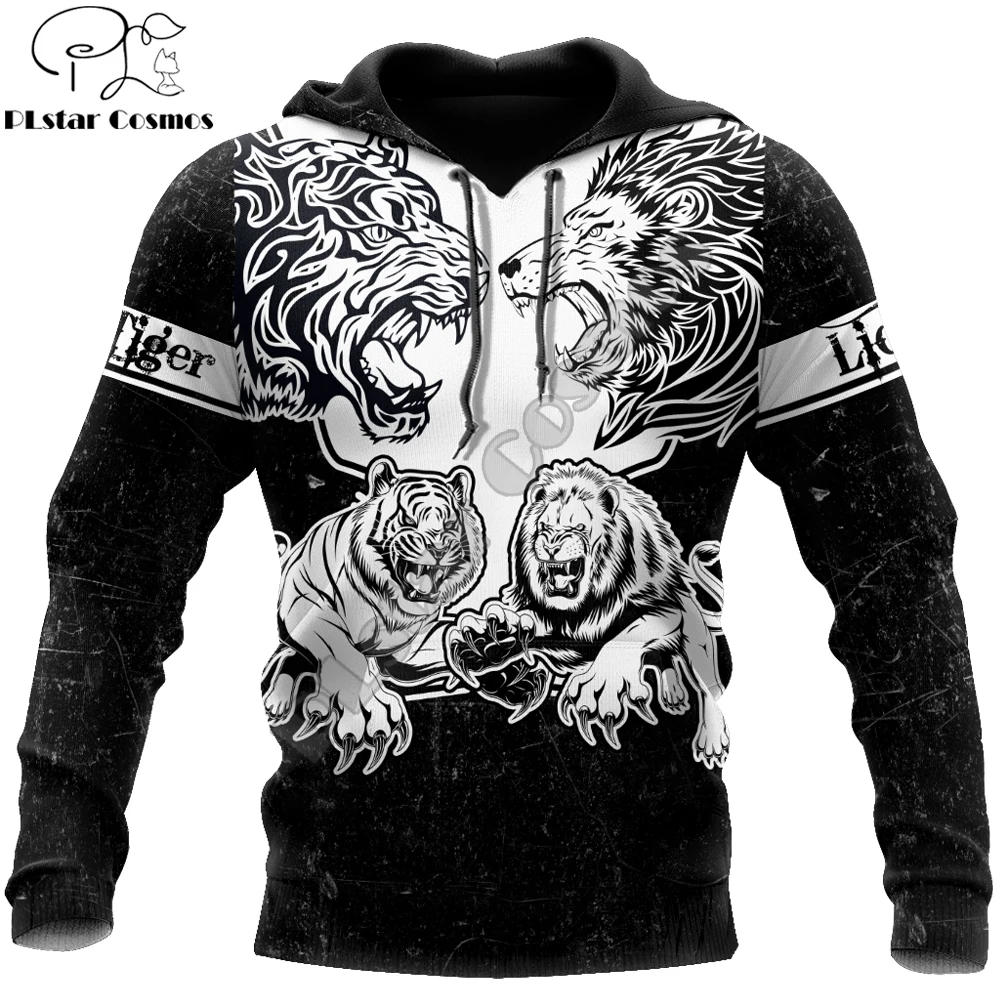 

Lion vs Tiger Warrior Tattoo 3D All Over Printed Men Hoodie Unisex Casual Jacket Pullover Streetwear sudadera hombre DW0443