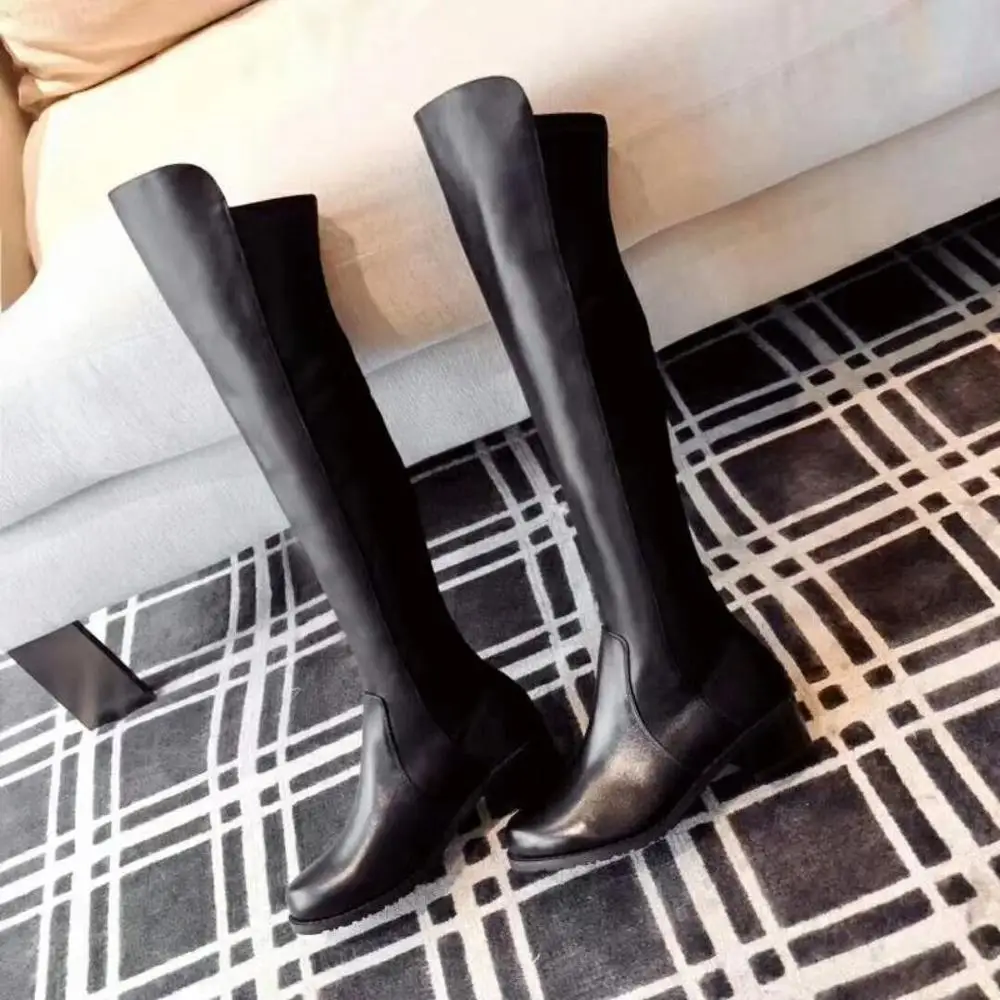 Zapatos de mujer классические женские ботинки с высоким голенищем модные из замши и