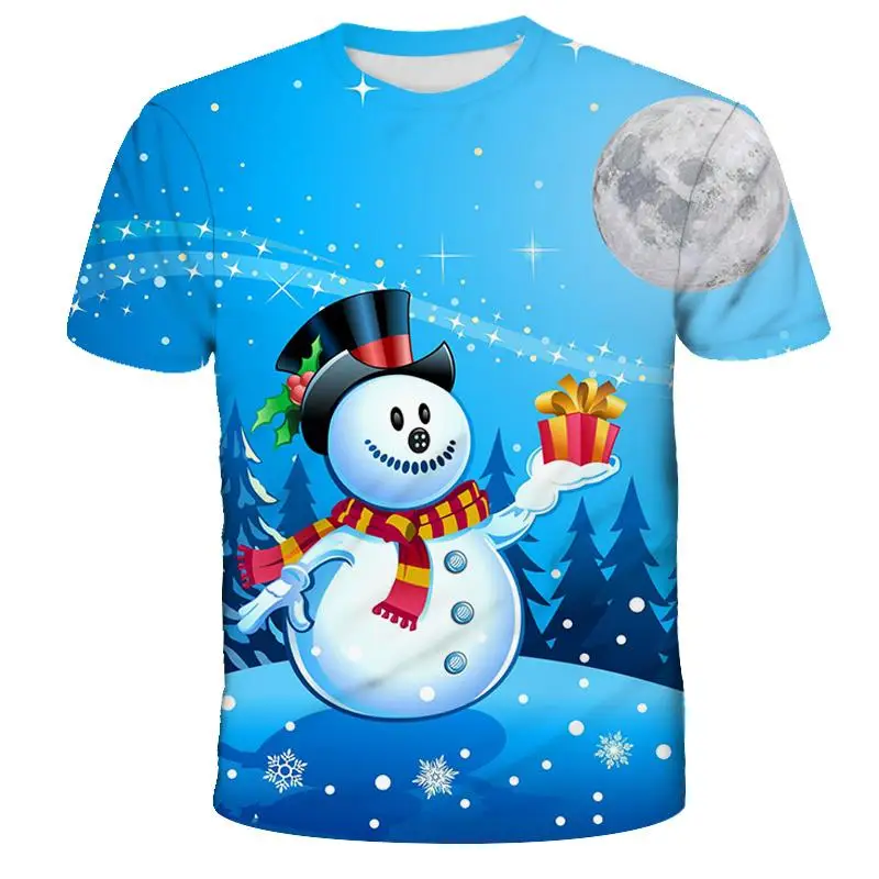 

2020 3D Print Christmas Boys T-shirt Kids Cartoons Anime Tshirts Christmas Happy Party Children's Clothing Cute Snowman Tops