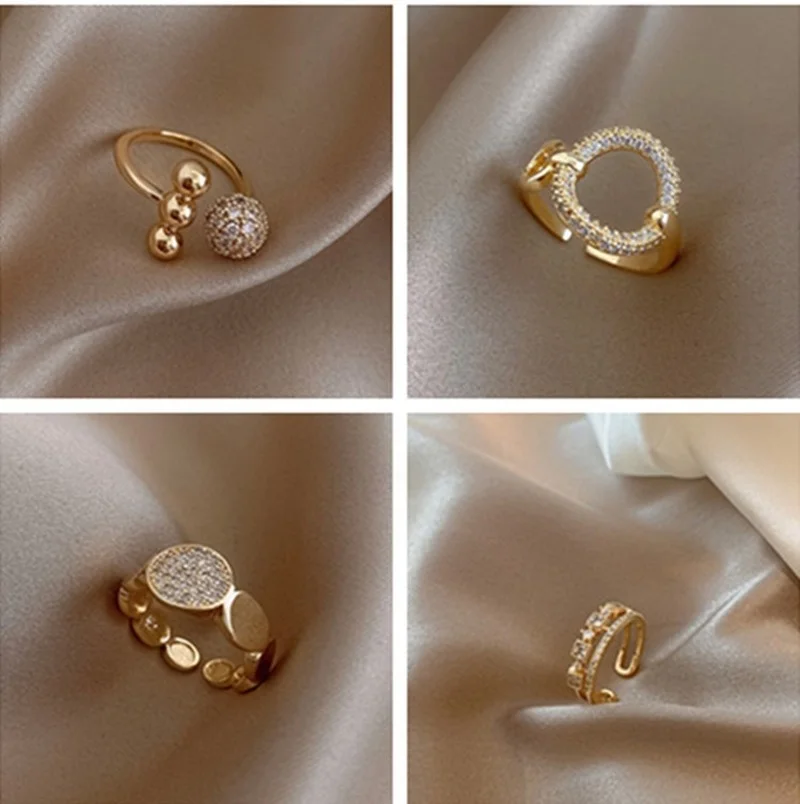 

Cute Multi Beaded Imitation Pearl Colorful Crystal Adjustable Rope Chain Rings for Women Continuous Circle Minimalist Ring