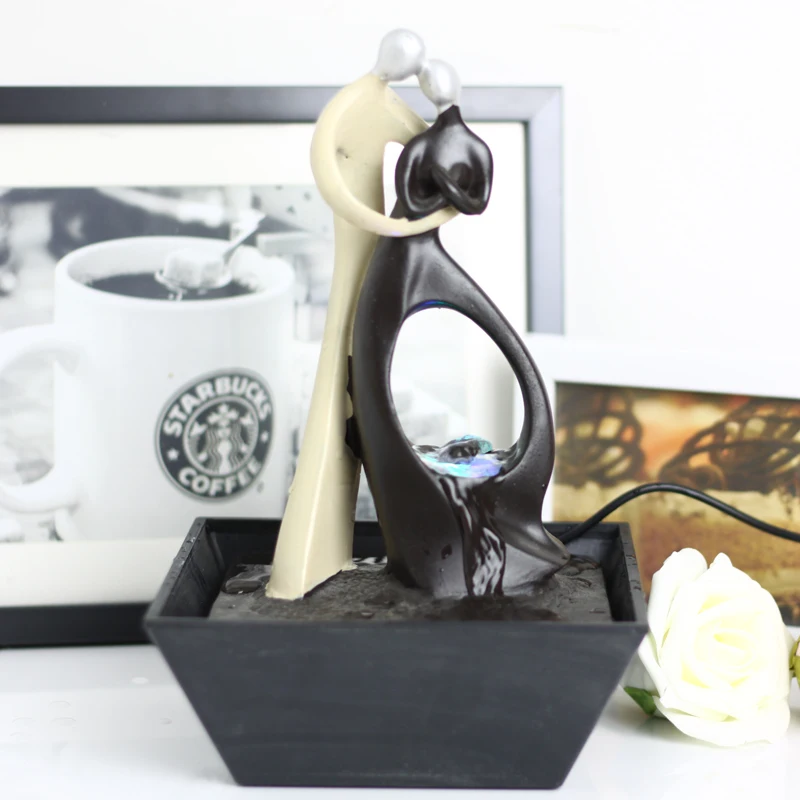 

MODERN WATER FOUNTAIN DECORATION LOVERS CRAFTS DECORATION RESIN HOME DECORATION LOVE EUROPE FOLK ART