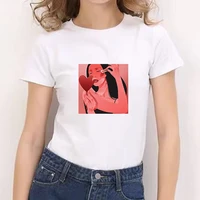 2021 time limited beautiful women print t shirts casual white short sleeve cotton clothing new korean style graphic top t shirts