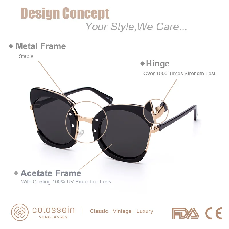 Женские винтажные классические очки COLOSSEIN роскошные поляризационные