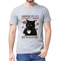 unisex 100 premium cotton black cat coffee spelled backwards is eeffoc funny cat coffee lover mens t shirt vintage women tee