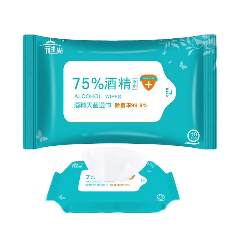 

10pcs/1 Bag Personal Disinfection Portable 75% Alcohol Swabs Pads Wipes Antiseptic Cleanser Cleaning Sterilization Health Home