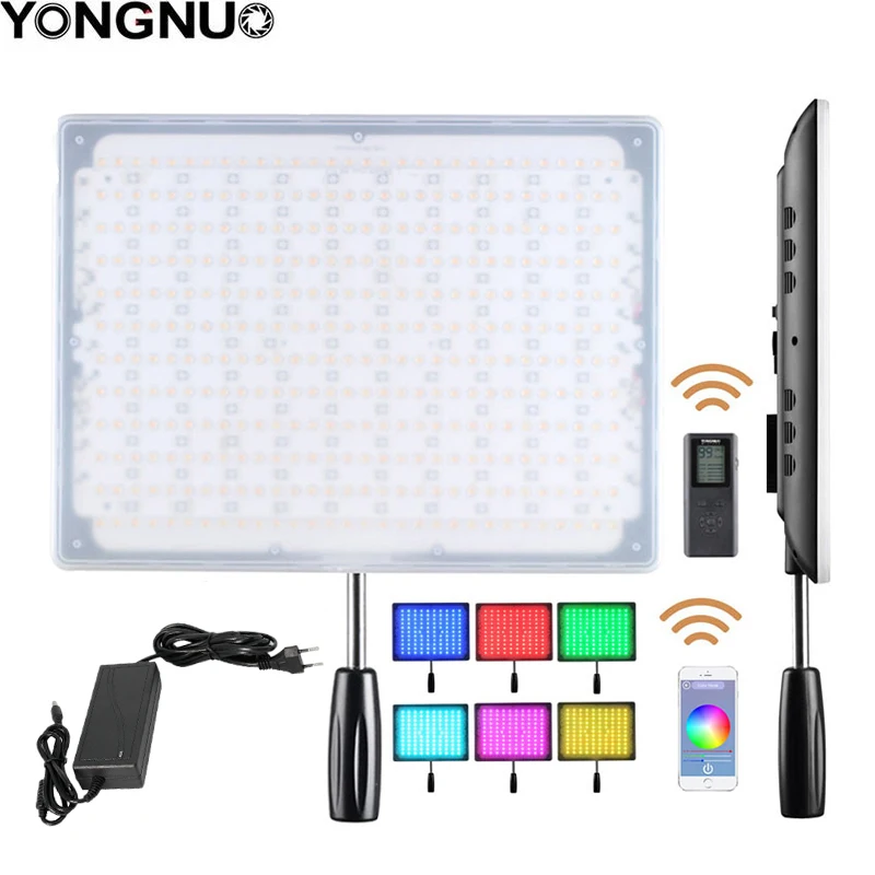 YN600RGB and AC YN600 RGB Профессиональный ультра тонкий светодиодный светильник 5500K+ RGB Регулируемая яркость CRI> 95 с пультом дистанционного управления студийный светильник ing - Цвет: YN600RGB and AC
