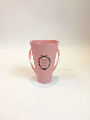 Pink small Рекламный раунд ведро для попкорна портативный букет цветов конусов цветочный магазин цветов Подарочная коробка для вечеринки, свадьбы, Рождества, деко - Цвет: Pink small