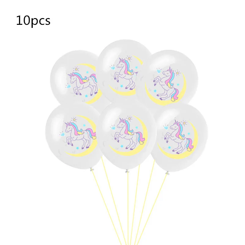 Unicorn white 10 шт. 12 дюймов Единорог латексные шары собака день рождения баллон гелия украшения пчела Акула панда надувные globos детские игрушки - Цвет: Unicorn white