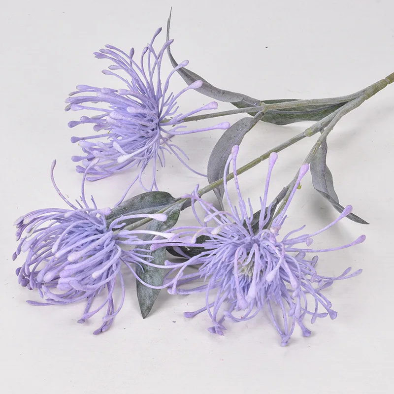 3 головки ворсовой хризантемы ветка из пластика искусственная комната свадебный