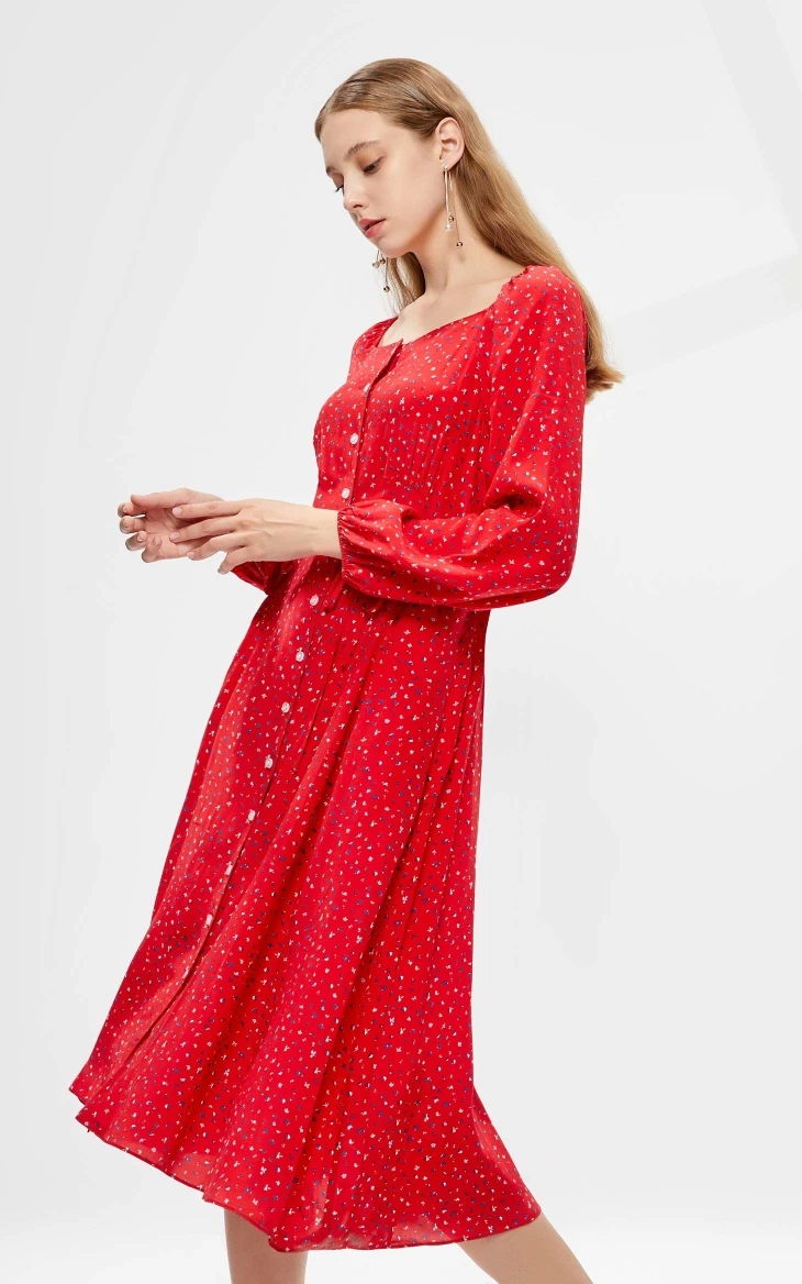 Vero Moda Новое цветочное Королевское платье с рукавами во французском стиле с квадратным воротником | 31937D517