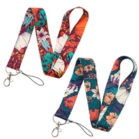 flower lanyard for keys keychain badge holder id card pass hang rope mobile phone charm accessories gifts for original women