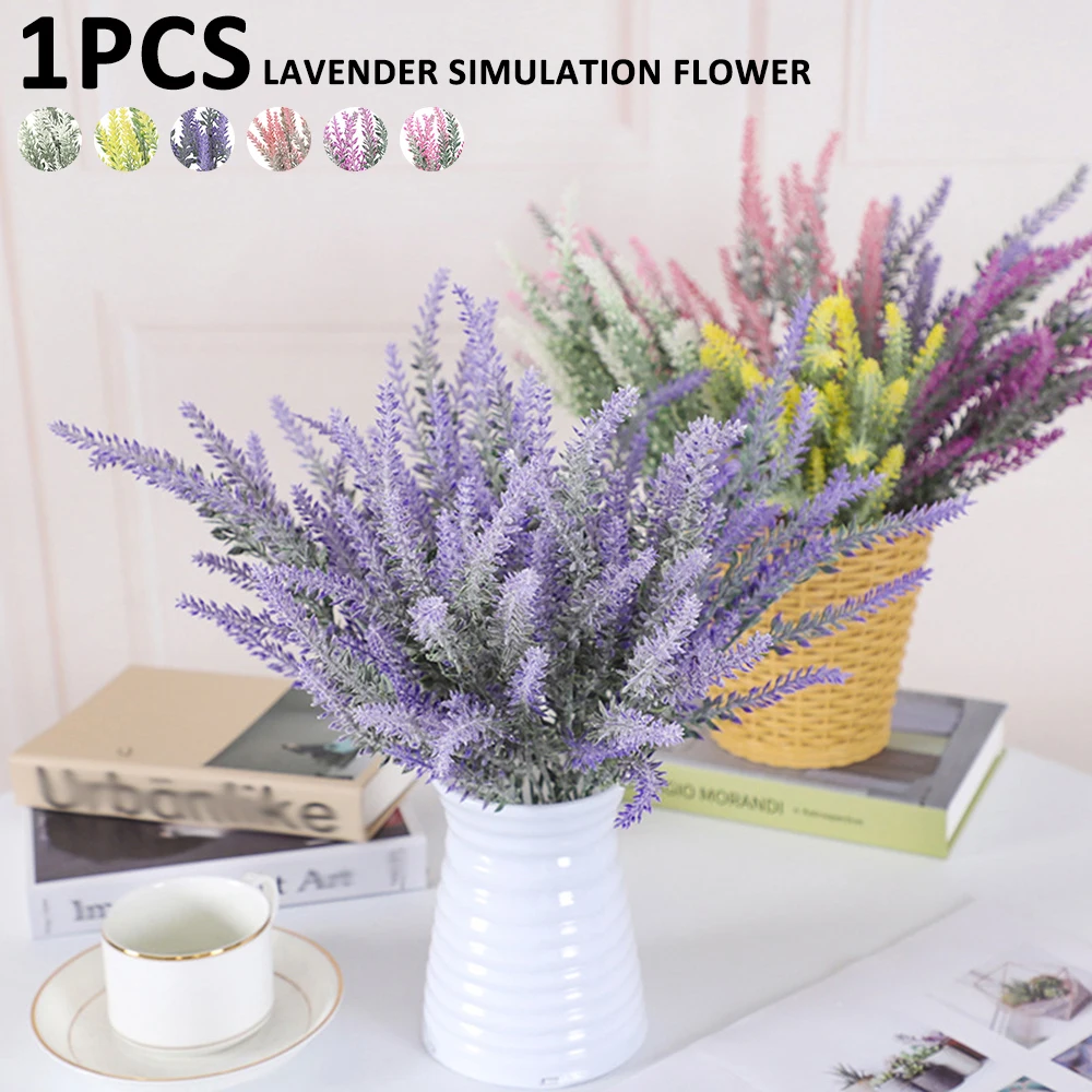 

1pcs Artificial Provence Lavender Flowers Multi color Plastic Fake Floral Plant Home wedding birthday party indoor Decoration