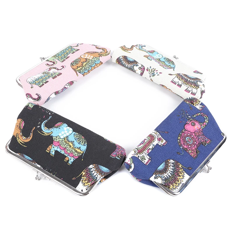 Длинный Мини Женский кошелек с принтом слонов из мультфильма винтажная сумка для