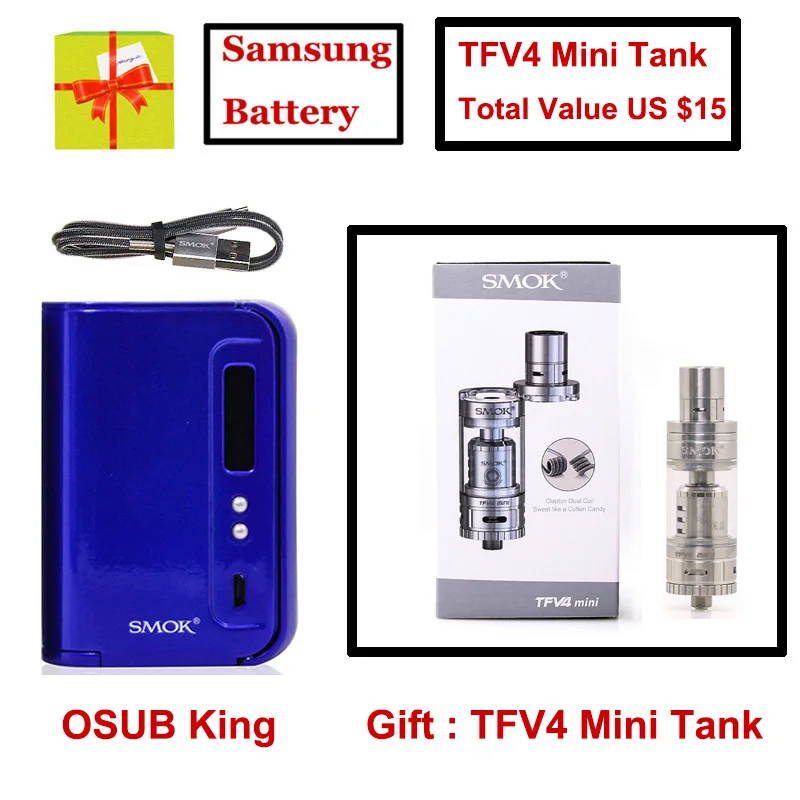 Оригинальный SMOK OSUB King 220 Вт TC VW коробка мод подарок TFV4 Мини Танк 2 шт. 18650 батарея