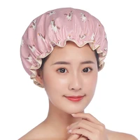 thick 1pcs waterproof bath hat double layer shower hair cover women supplies shower caps bathroom accessories shower caps