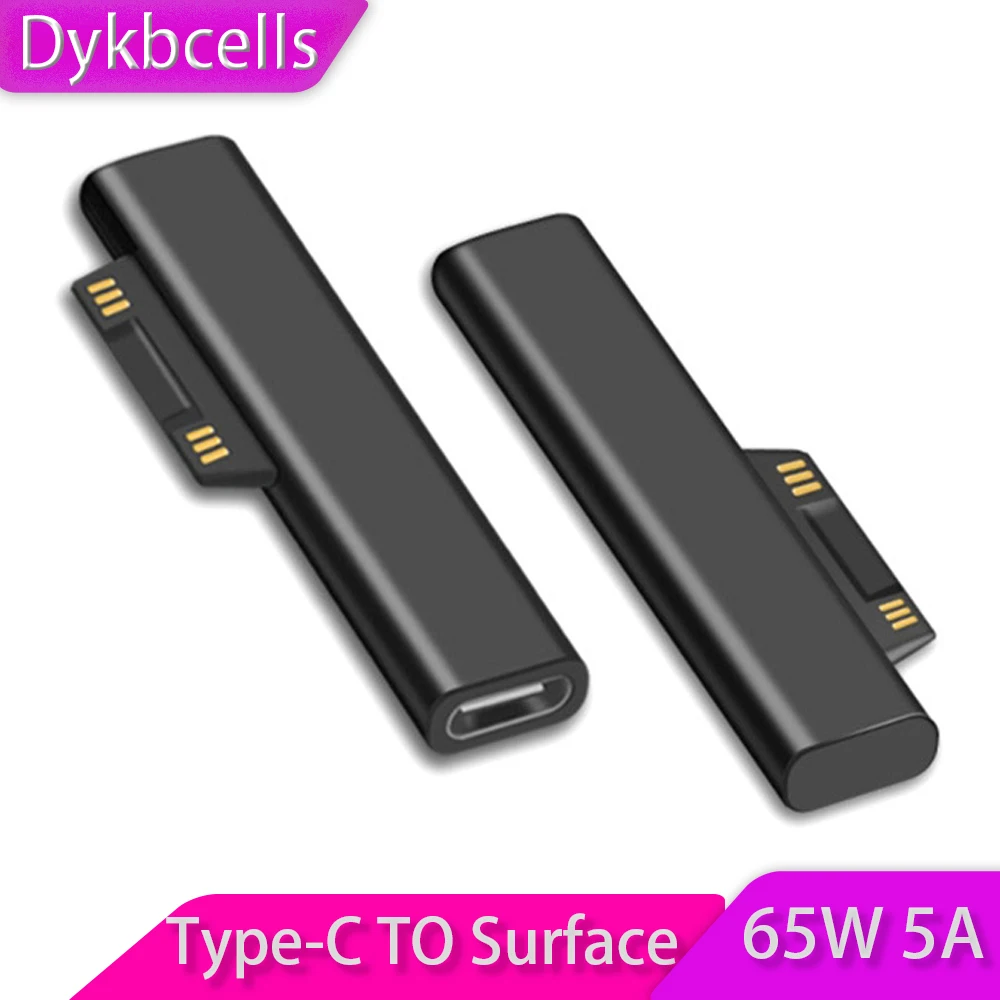 

Dykbcells 65W 5A Type-C TO Surface PD Fast Charging Plug Converter Adapter for Surface Pro 3 4 5 6 Go USB-C Female Surface Book