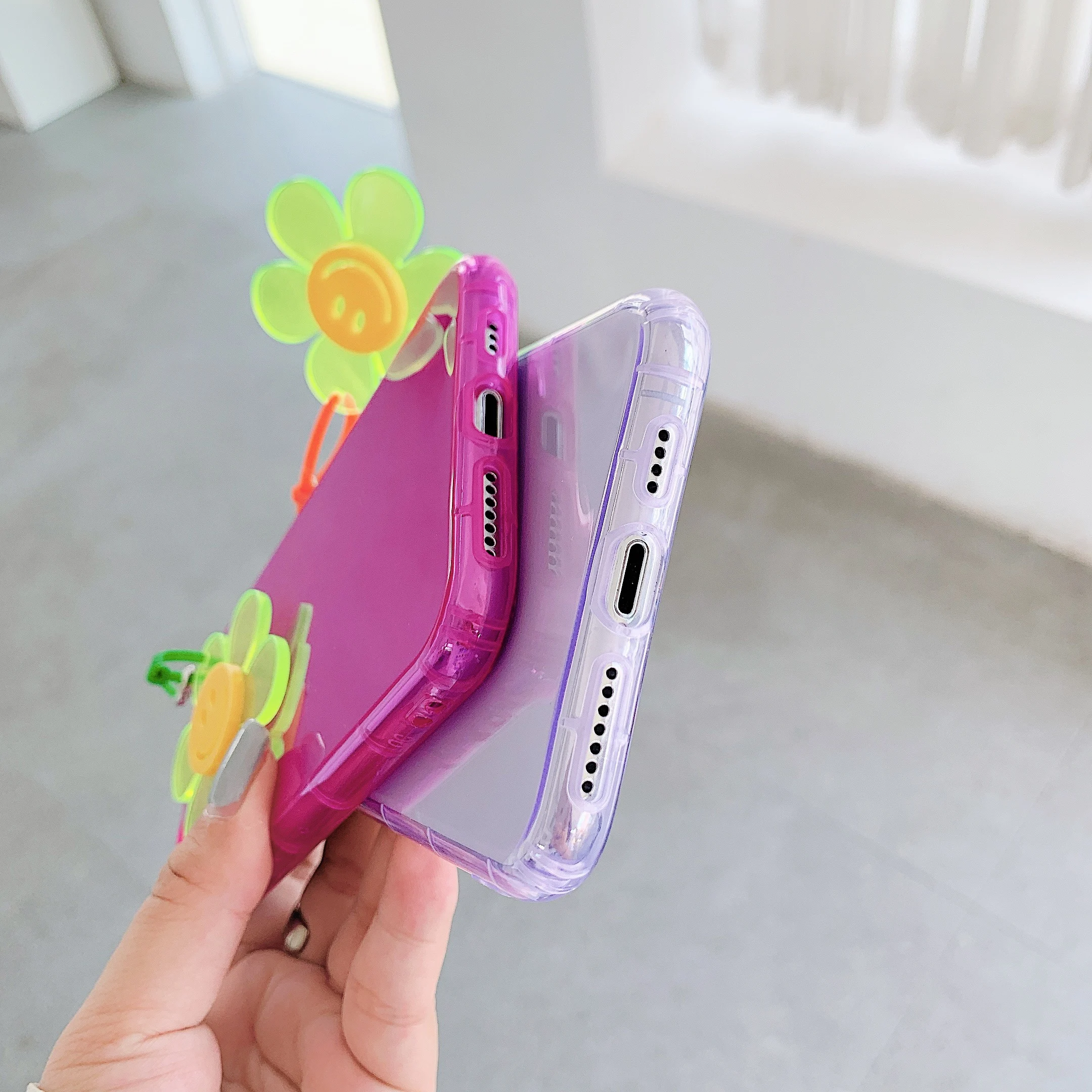

With A Chain Anti-knock Phone Case For iPhone 11 12 Pro X XR XS Max SE 2020 Mini 7 8 Plus Colors Plain Soft Silicone Back Cover