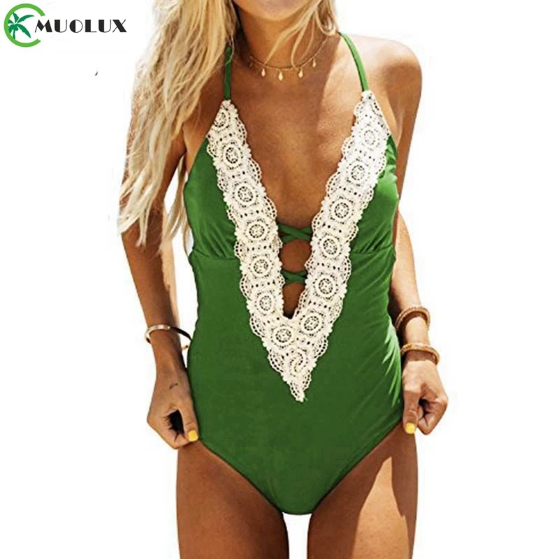 MUOLUX2019 бикини цельный купальник женский плюс размер кружевной Монокини без