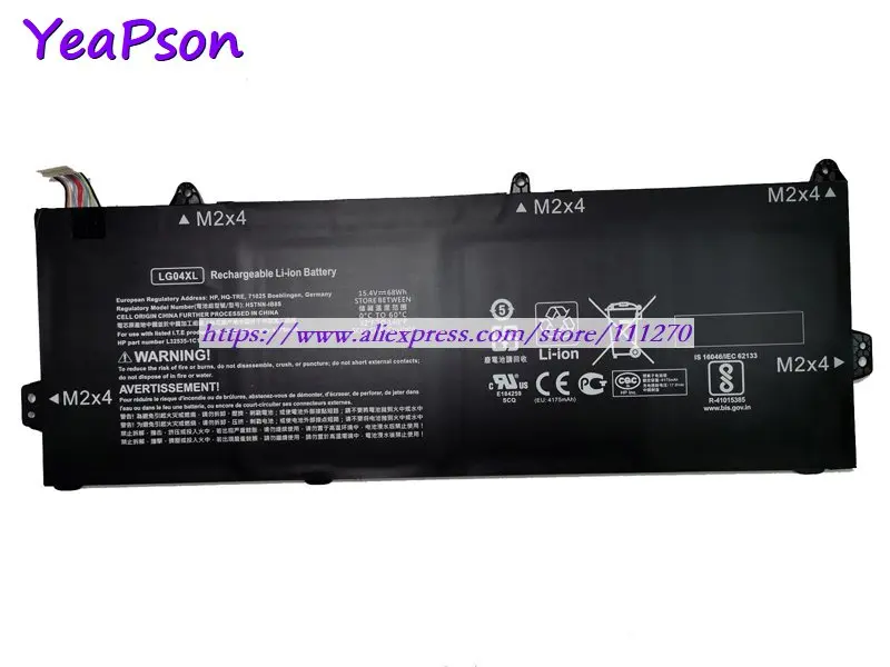 Yeapson LG04XL HSTNN-IB8S L32535-141 L32535-1C1 15.4V 68Wh Laptop Battery For HP Notebook computer | Компьютеры и офис