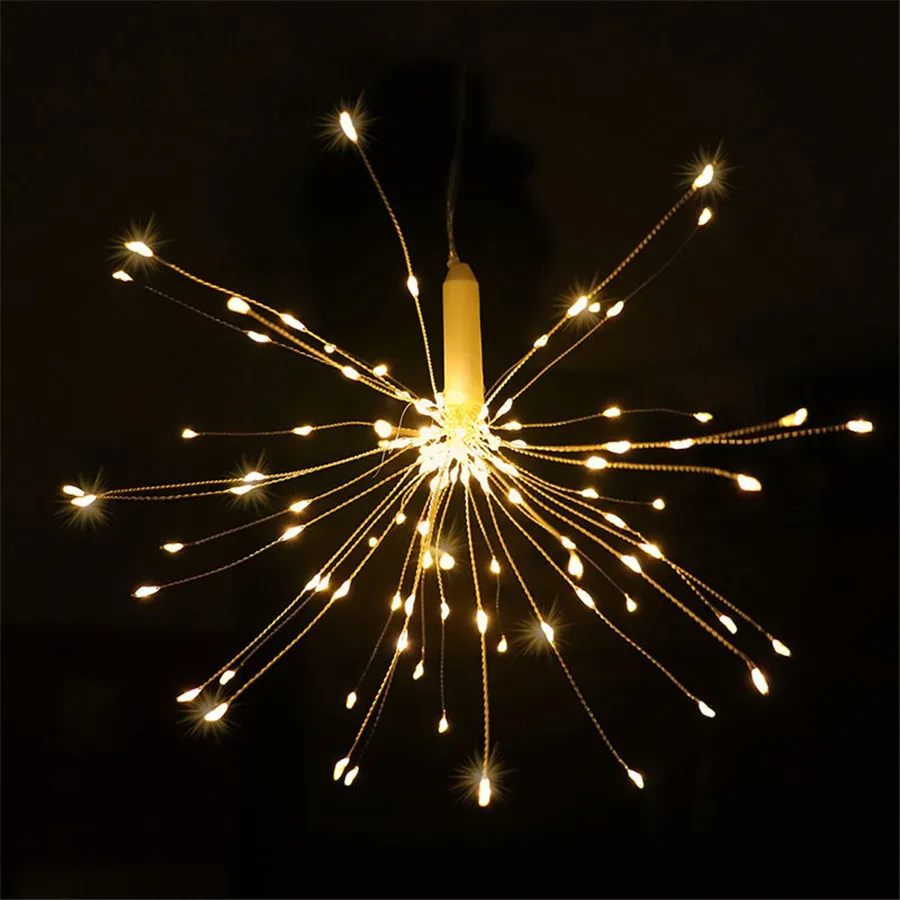 Warm White Thrisdar 120/200LED наружная подвесная струнная лампа Starburst с дистанционным фейерверком медная проволочная Гирлянда Свет DIY рождественская Свадебная вечеринка украшение - Испускаемый цвет: Warm White