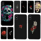 Защитный чехол для телефона в стиле ретро с черным фоном череп красная роза для Mate 40 30 20X 10 lite plus pro Nova 8 Pro 7 6 se