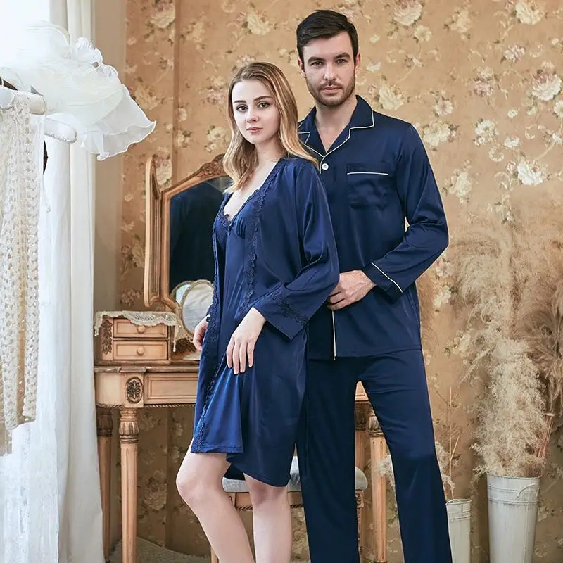 Атласная пижама из вискозы для пар комплект пижам женщин и мужчин домашняя