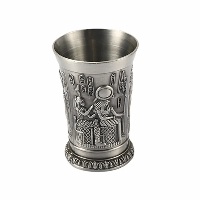 

Egypt Myth Retro Metal Cup Bronze 3D Relief Liquor Spirits Small Goblet Household Small Size Personality Cocktail Cup F2