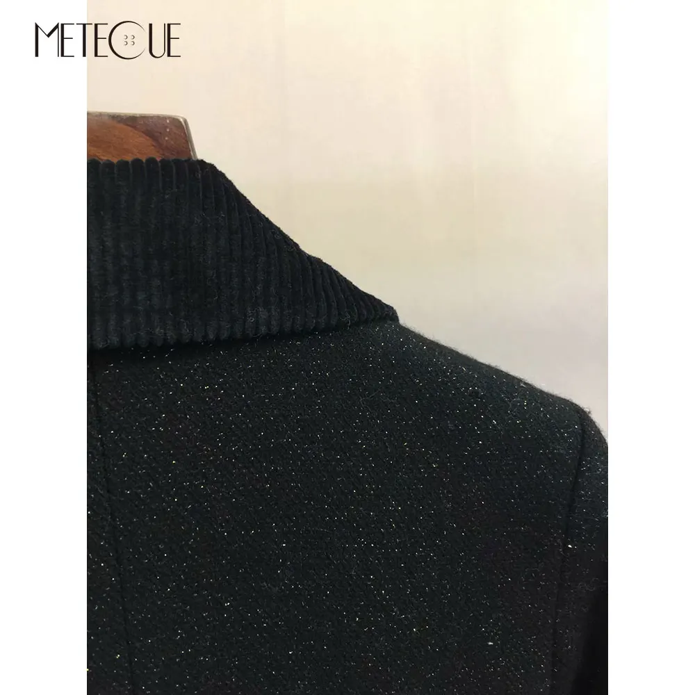 Черное шерстяное пальто женское с 100% шелковой подкладкой 2019 осень зима мода