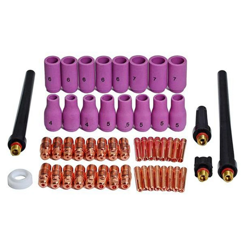 

53Pcs TIG Collets Bodies Alumina Cup Assorted Size Fit SR WP 9 20 25 TIG Welding Torch