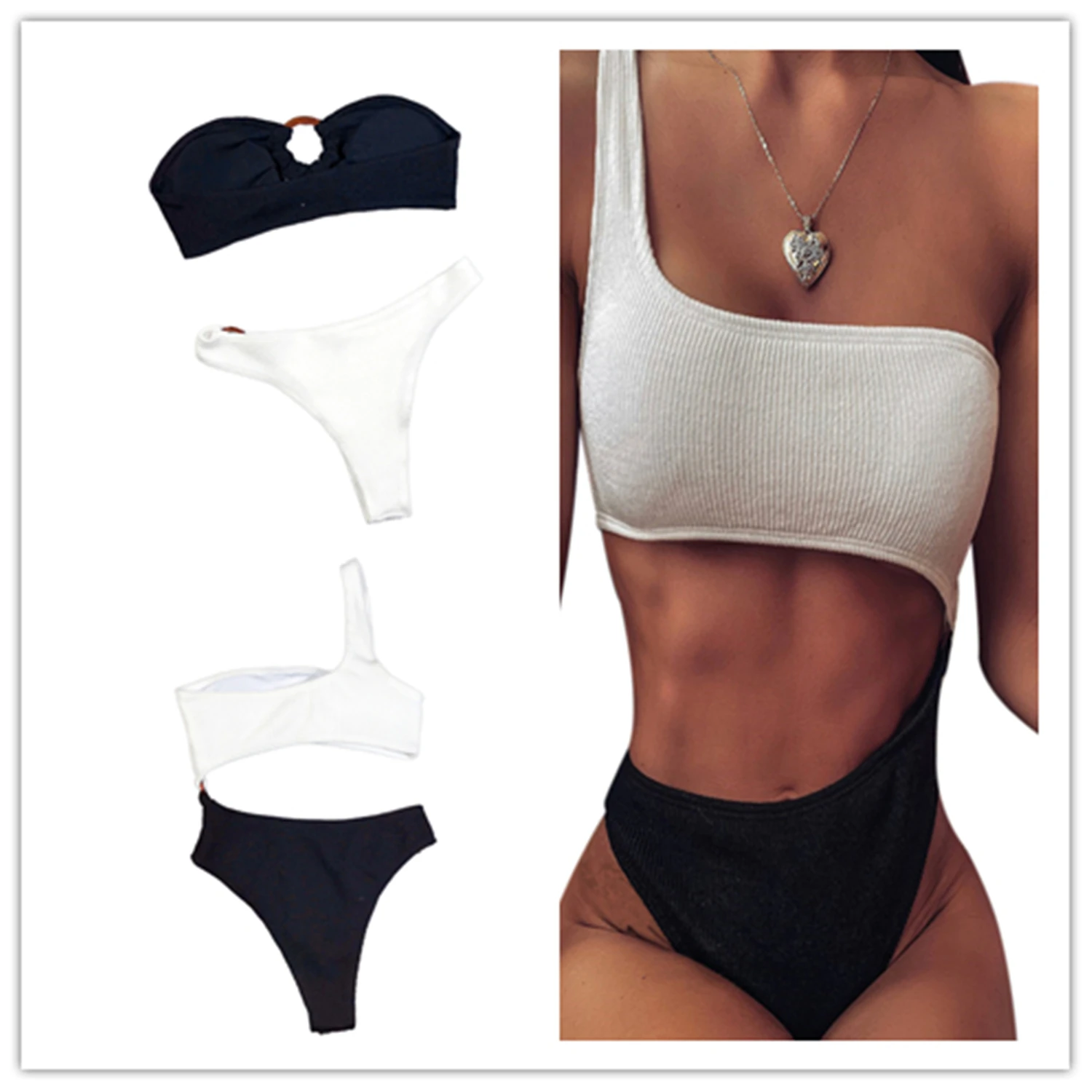 

Купальник Meihuida для женщин, сексуальные купальники из двух частей для женщин, купальный костюм с высокой талией для женщин