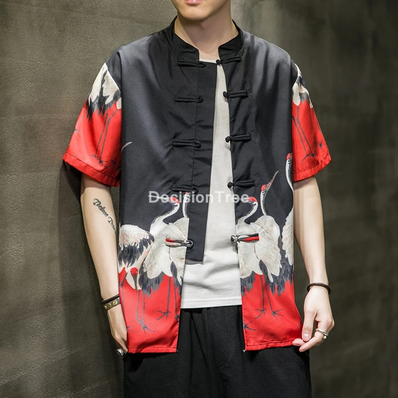 

2022 men chinese traditional clothing tang suit cotton linen tee shirt male oriental loose blouse tops kung fu zen tea shirts