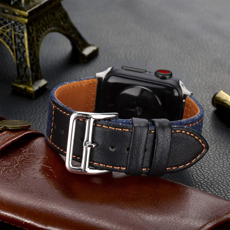 Ремешок из нейлона и натуральной кожи для Apple watch band 42 мм 38 44 40 Iwatch series 6/SE/5/4/3/2