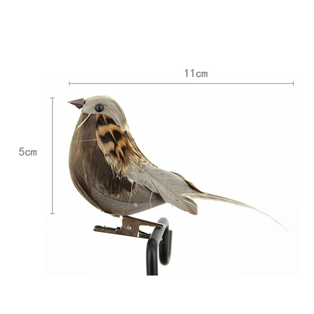 

12Pcs Artificial Animal Bird Spadger Sparrow with Clip Home Garden Tree Ornament