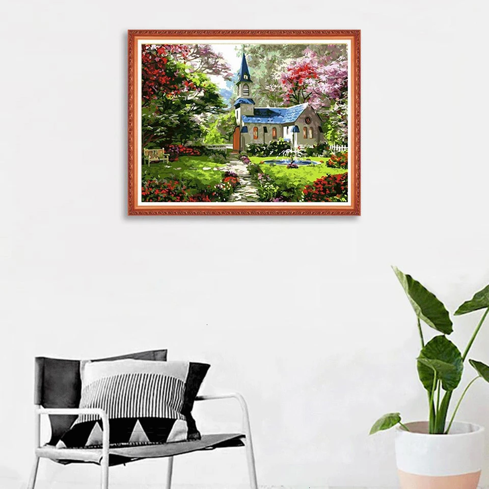AZQSD DIY Краска по номерам полный набор масляная краска холст для дома 50x40 см