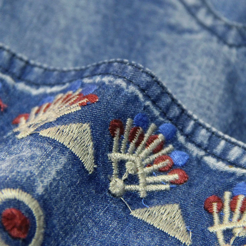 

Summer Sleeveless Denim Dress Women Vintage Embroidered Big Pocket Dress Square Collar Ankle-length Bohemian Dresses Vestidos