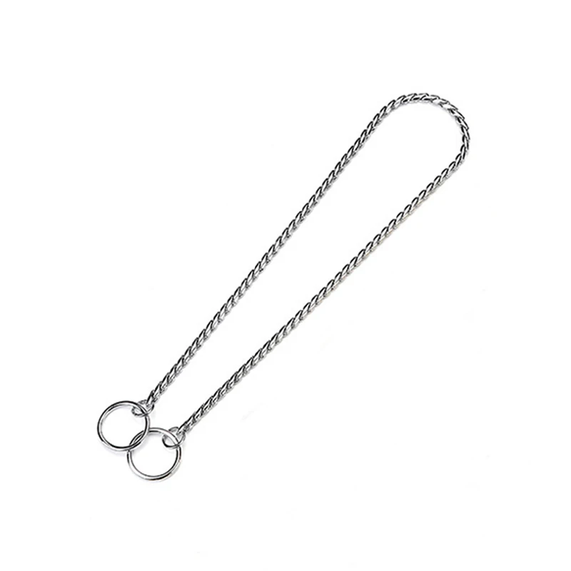 Silver Металлические медные скользящие цепи для собак, крепкие змеиные дроссельные ошейники P-type, ошейники для собак золотого и серебряного цвета, товары для домашних животных, ожерелье для щенков и больших собак - Цвет: Silver
