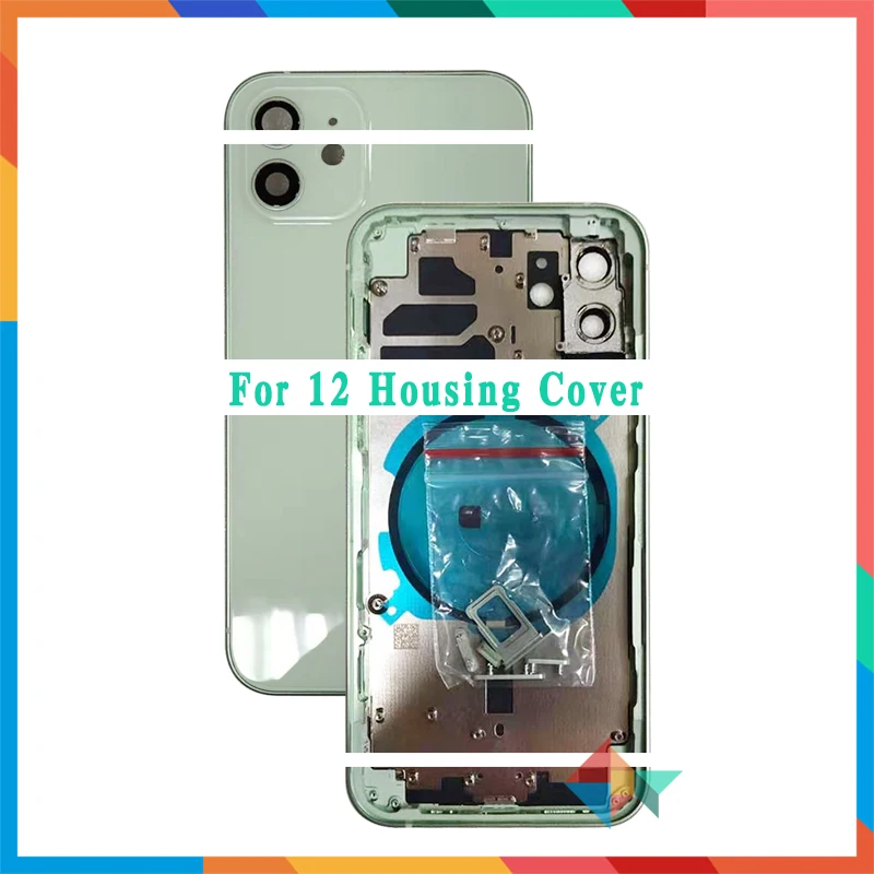 

AAA high quality New 6.1'' For iphone 12 Housing Cover Battery Door Rear Chassis Frame with Back Cover Glass