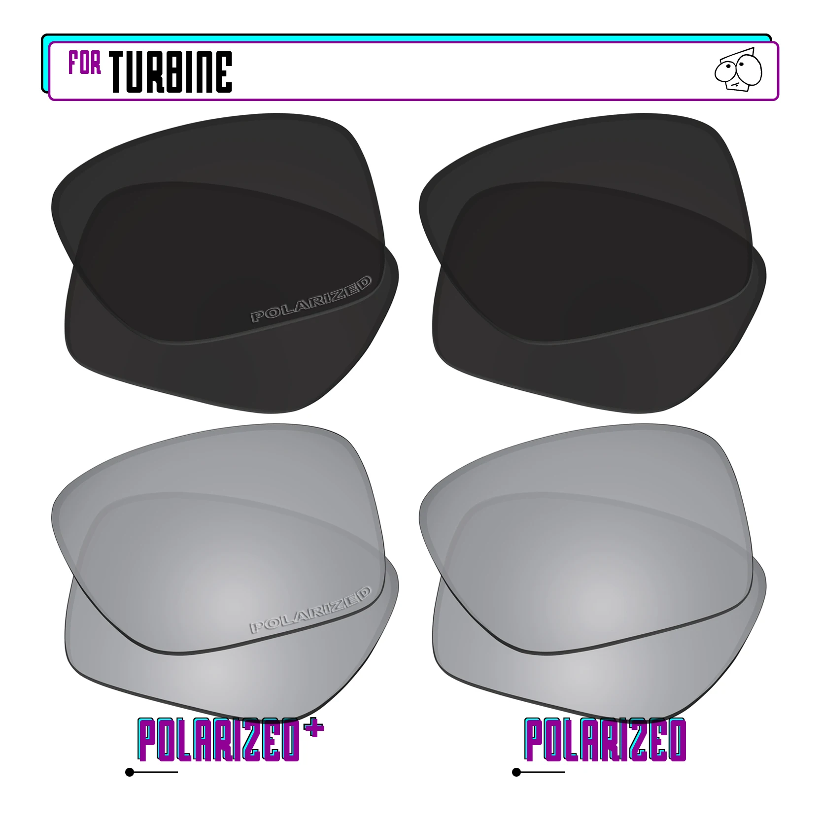 EZReplace Polarized Replacement Lenses for - Oakley Turbine Sunglasses - BlkSirP Plus-BlkSirP