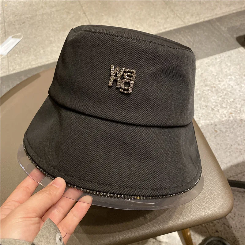

Women Diamond Bucket Hat Summer Outdoor Travel Fishing Sun Hats Bob Cotton Letter Embroidery Panama Fisherman Hat Basin