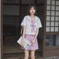 3pcs pink schoolgirl embroidery topsskirt suits summer middle student school uniform japanese female sailor jk uniform b70293ad