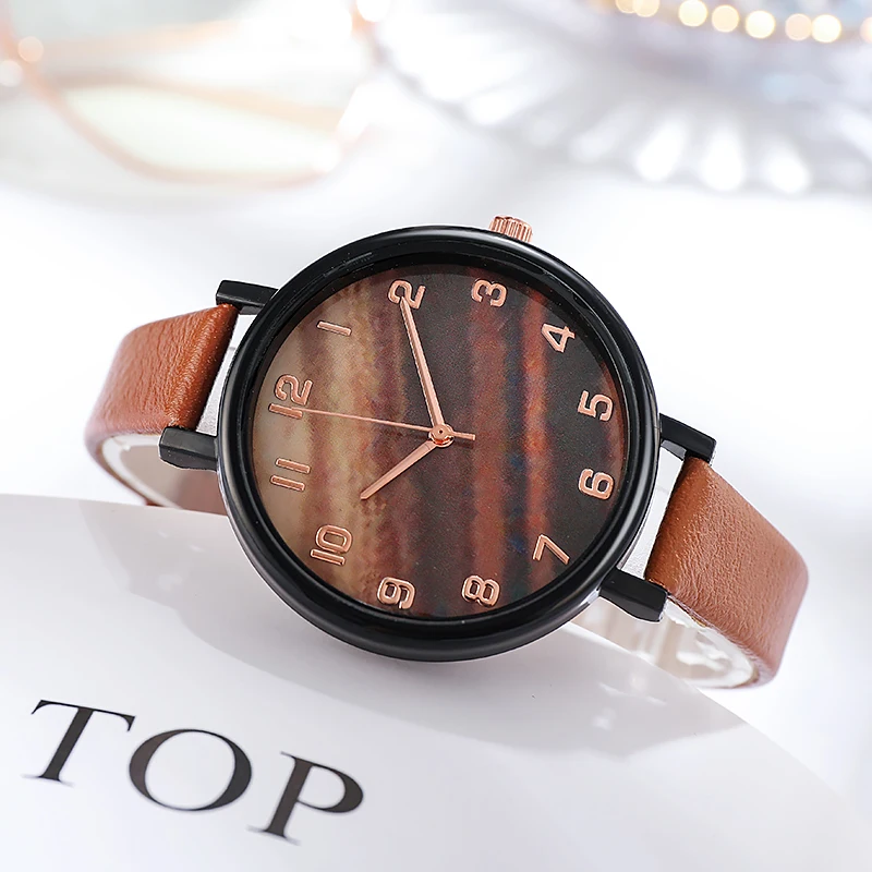 

New Malachite Green Simple Watch versatile leather ladies fashion quartz watch montre femme Women Clock reloj mujer